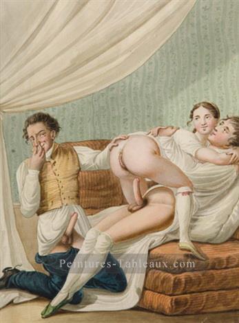 Le sens de l’odorat Blind Mans Buff Georg Emanuel Opiz caricature sexuelle Peintures à l'huile